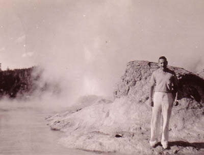 Ed, Old Faithful, Yellowstone, 1938